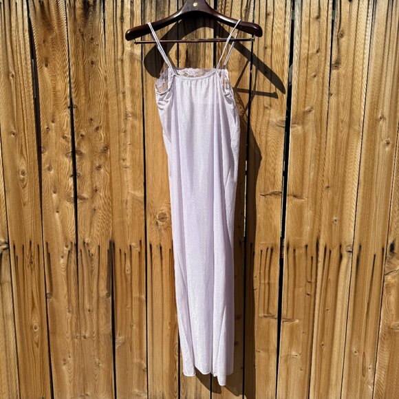 Vintage Nightgown 70s Undercover Wear Purple Empire Waist Sheer Negligee M/L - Picture 9 of 15